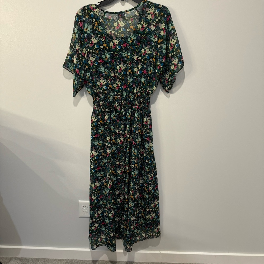 Cabi Fiesta Maxi Short Sleeve Dress Dark Green Floral Model 5386‎ Size XS Womens - Picture 8 of 11